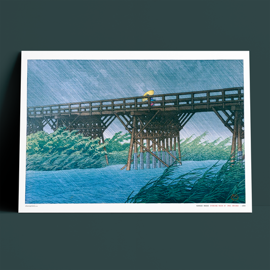 KAWASE HASUI - Evening Rain At Imai Bridge