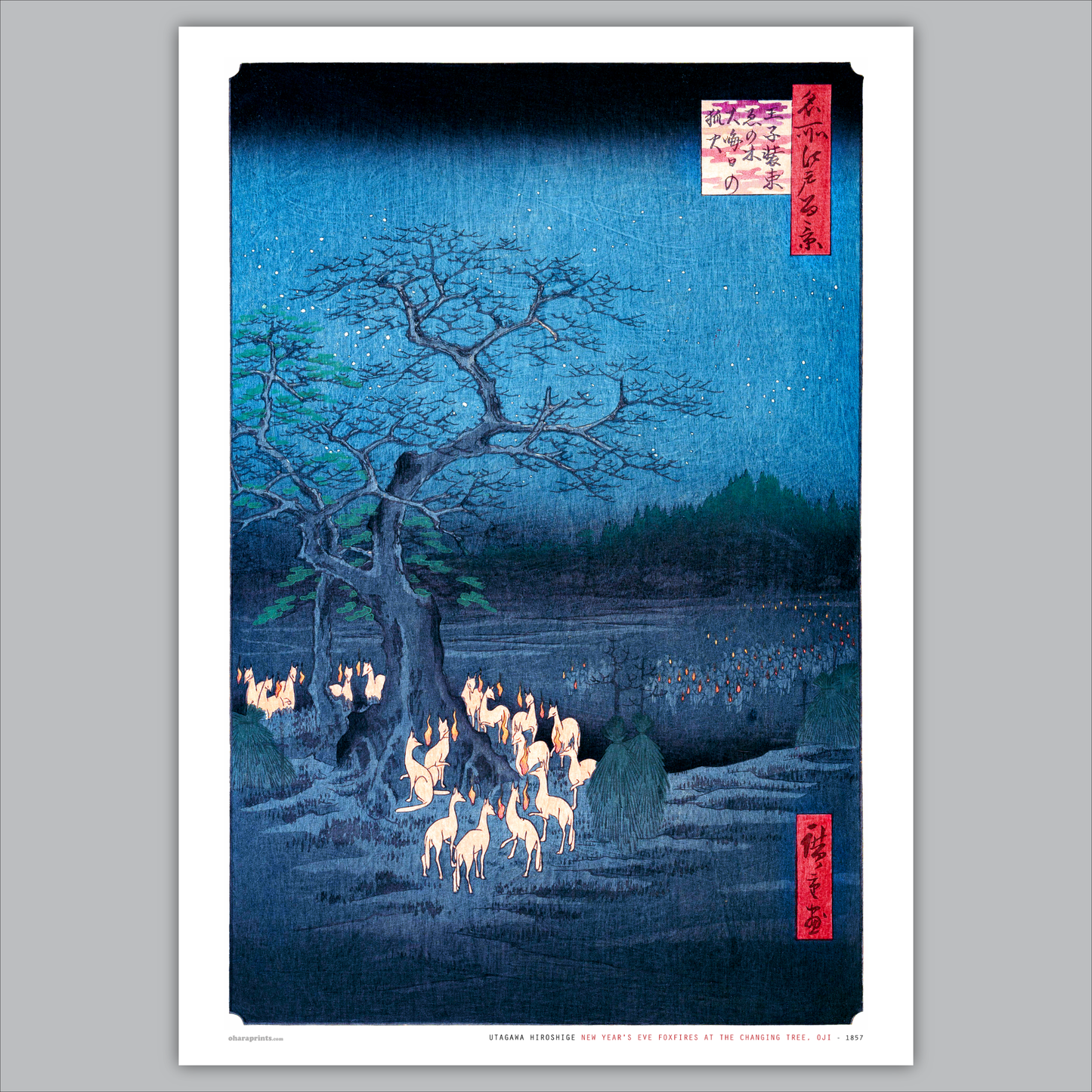 UTAGAWA HIROSHIGE - New Year's Eve Foxfires at the Changing Tree