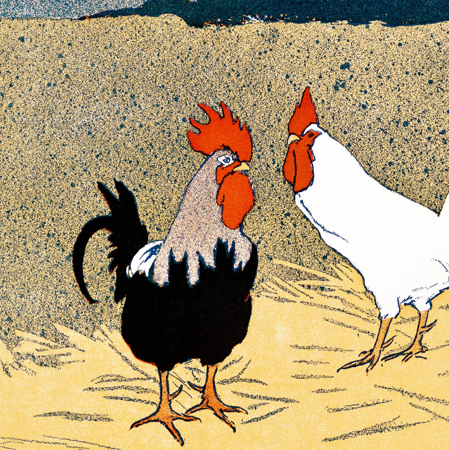 EDWARD PENFIELD - Two Roosters In A Field