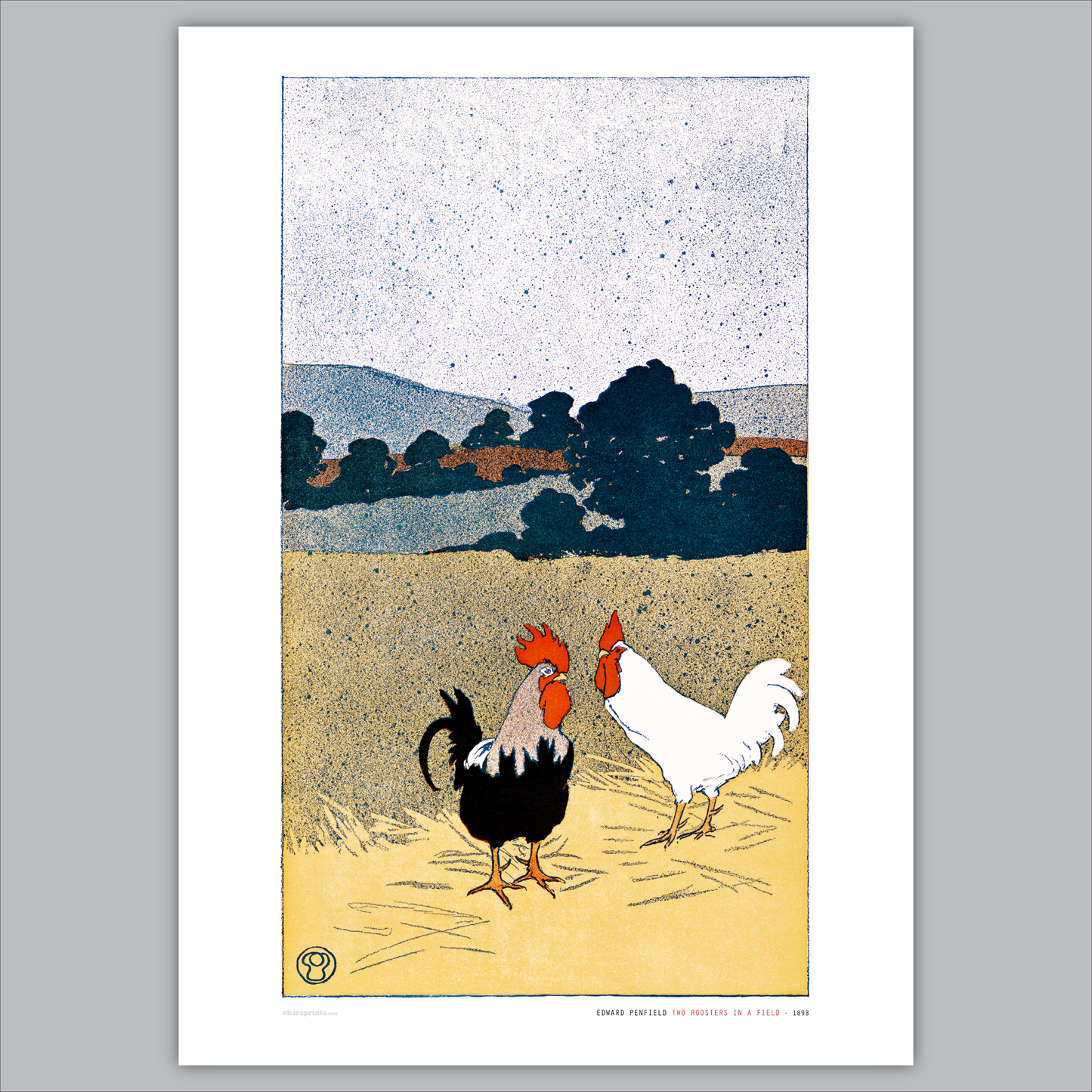 EDWARD PENFIELD - Two Roosters In A Field