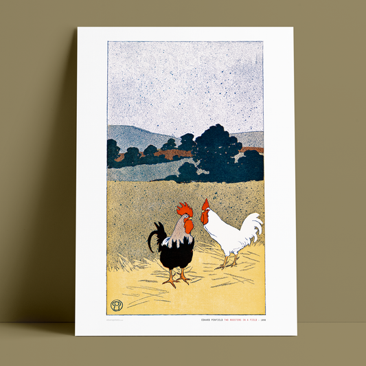 EDWARD PENFIELD - Two Roosters In A Field